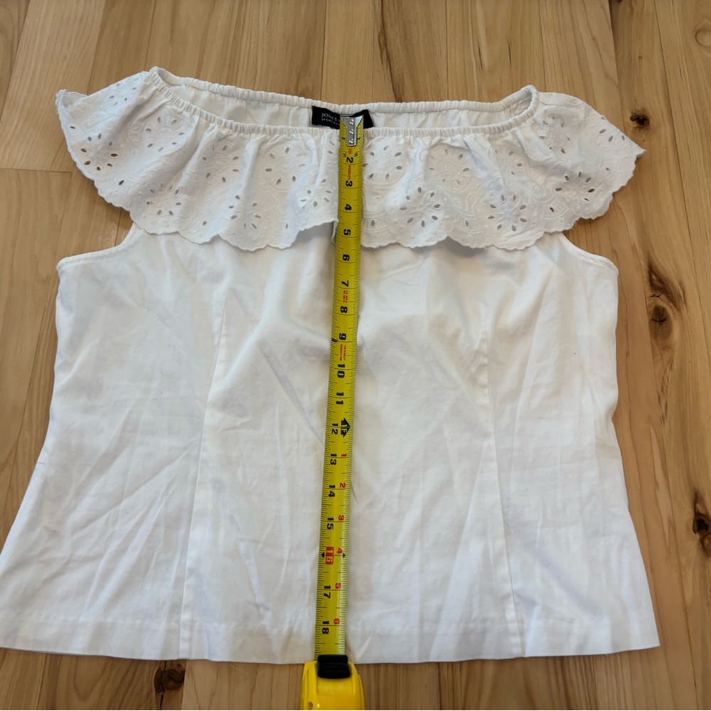 90s Jones New Tork White Off Shoulder Eyelet Blouse Preppy Corset Size XL - Picture 7 of 8